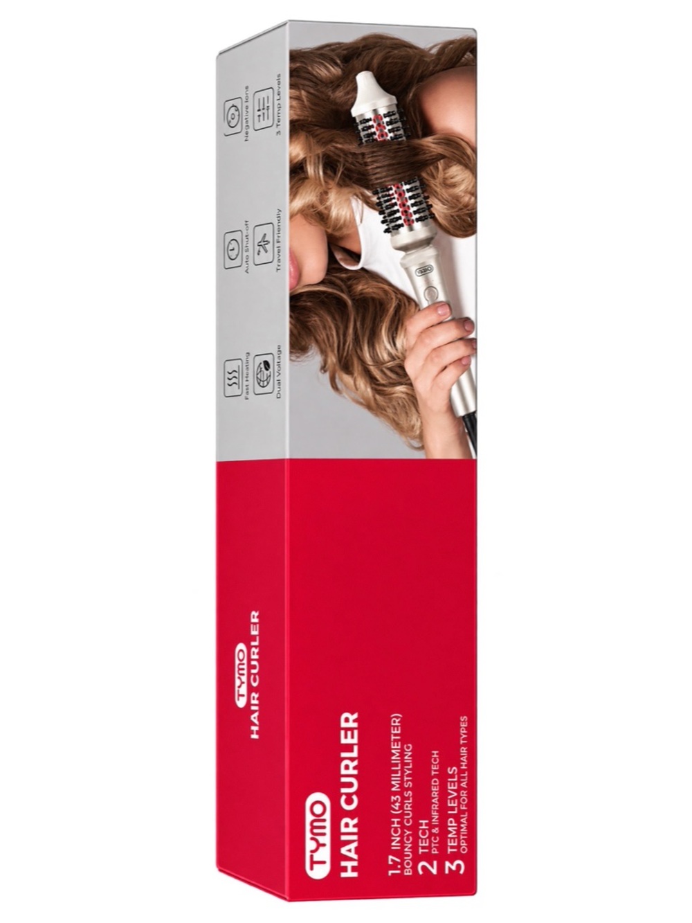 Tymo White 1.7" Hot Air Hair Curler – Salon Styling Brush